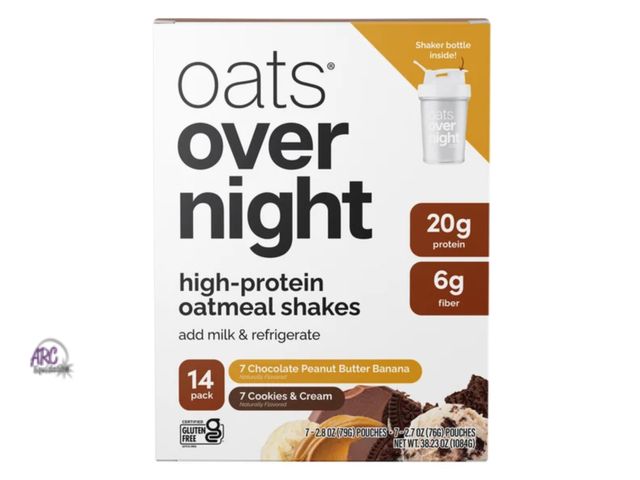 Lot 56-200914 - NEW OPEN BOX Oats Overnight Variety Pack, 20g Protein Shake, Cookies &amp; Cream &amp; Chocolate Pea...