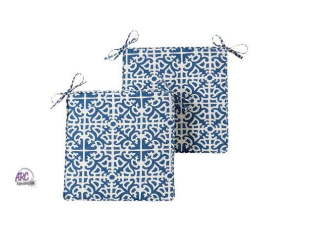 Lot 56-144599 - New Greendale Home Fashions 18 x 18 in. Indigo Square Outdoor Chair Pad (Set of 2)