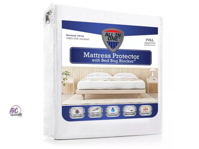 Lot 56-393013 - New,All-In-One Mattress Protector Cover with Zippered Bed Bug Blocker - Fresh Ideas