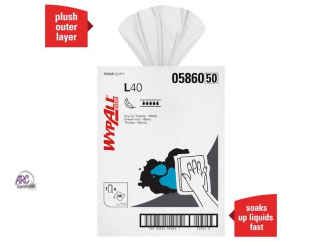 Lot 56-593898 - NEW-WYPALL Professional Towels, White, Bath Size, 19-1/2" x 42", Disposable, Pop-Up box, 200 per box