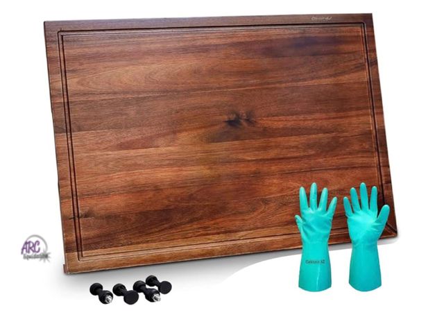 Lot 56-265350 - New Multi-Purpose Large Wood Cutting Board - Cucine Green Acacia Wood Cutting Board with Non-Slip Fe...