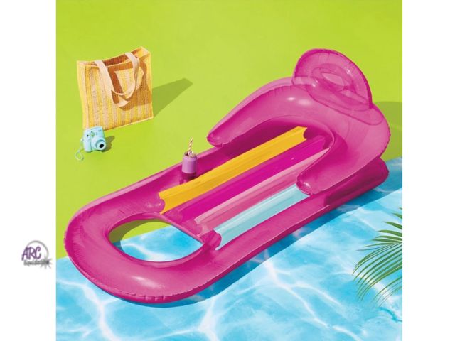 Lot 56-120460 - New Sun Squad Relaxing Lounge Inflatable Pool Water Float - Berry (63x30x25”)