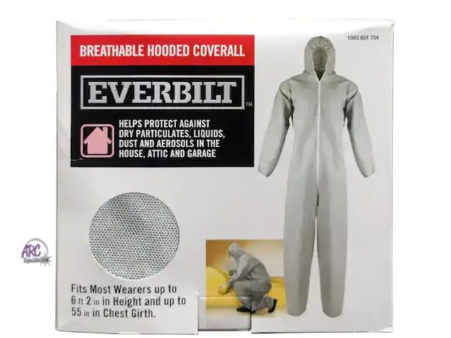 Lot 56-800423 - New - Everbilt Men's XL Grey SMS Breathable Hooded Coveralls