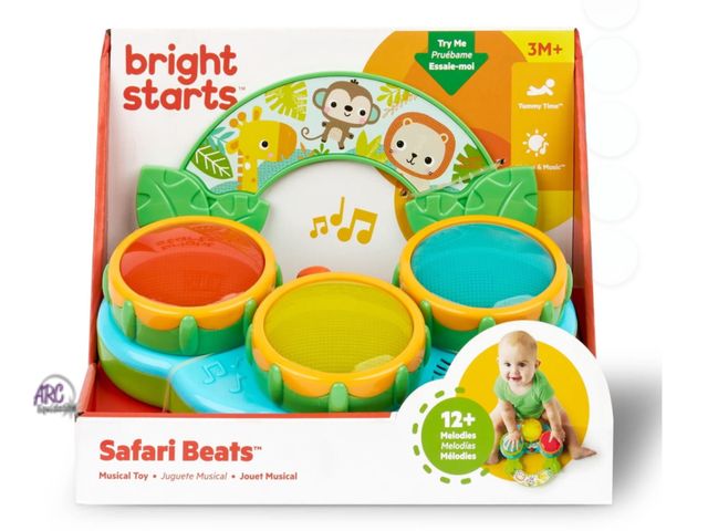 Lot 56-387828 - New, Bright Starts Safari Beats Musical Drum Toy with Lights, Ages 3 Months +, Infant and Toddler, U...