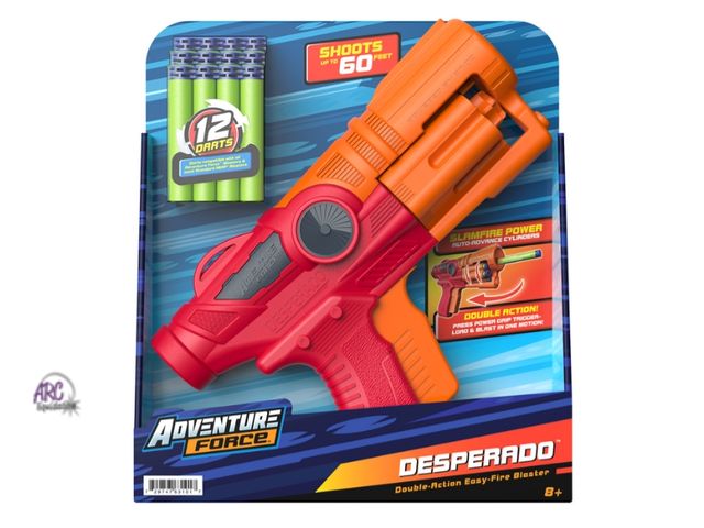 Lot 56-721430 - New Adventure Force Desperado Foam Dart Blaster, Double-Action and Slamfire with 12 Waffle Tip Darts...