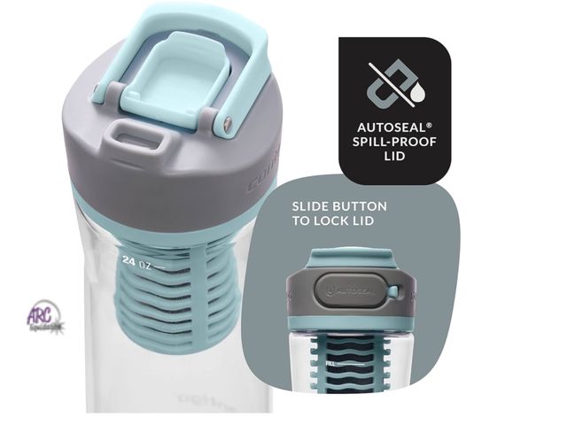Lot 56-350923 - New, Contigo Clybourn Plastic FreeFlow Filter Water Bottle with AUTOSEAL spill-proof Lid 24oz.