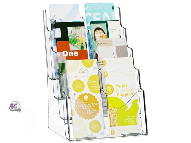 Lot 56-874718 - New - VEVOR Acrylic Brochure Holder 8.5 x 11 inch, 4-Tier - Clear