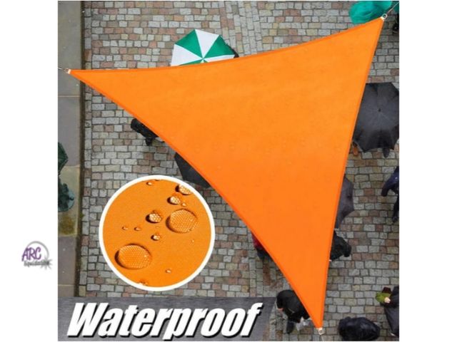 Lot 56-782164 - New 12 ft. x 12 ft. 220 GSM Waterproof Orange Triangle Sun Shade Sail Screen Canopy, Outdoor Patio a...
