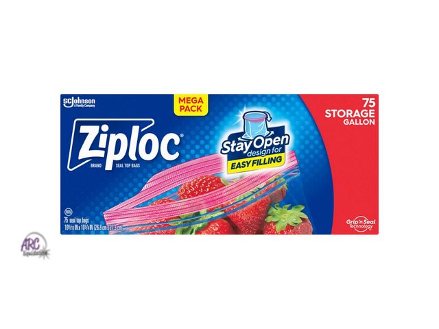 Lot 56-775511 - New Ziploc one gallon Storage Bags With New Stay Open Design, Gallon, 75 Count, Patented Stand-up Bo...