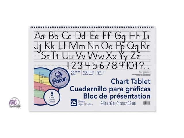 Lot 56-747531 - New Pacon Chart Tablet, 24 x 16 Inches, 1-1/2 Inch Ruled Long Way, 25 Sheets