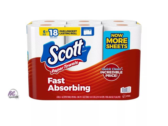 Lot 56-486313 - NEW-Scott Paper Towels - 6 Triple Rolls-162 SHEETS PER ROLL