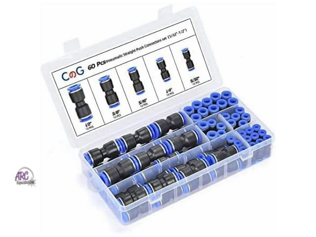 Lot 56-774222 - New 60Pcs Quick Connect Air Hose Fittings 5/32 1/4 5/16 3/8 1/2 inch Quick Release Pneumatic Push to...