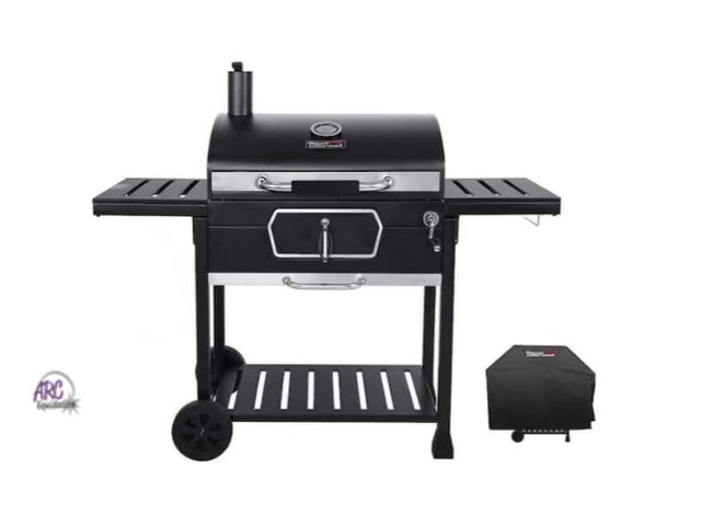 Lot 56-763661 - New open box.small dent on bottom shelf Royal gourmet 30 in. Charcoal Grill with Cover, BBQ Smoker P...