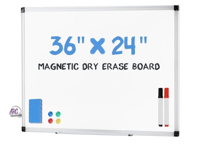 Lot 56-262150 - DUMOS Magnetic White Board Kit for Wall 36" x 24", Dry Erase Board with 1 Dry Eraser &amp; 2 Multico...