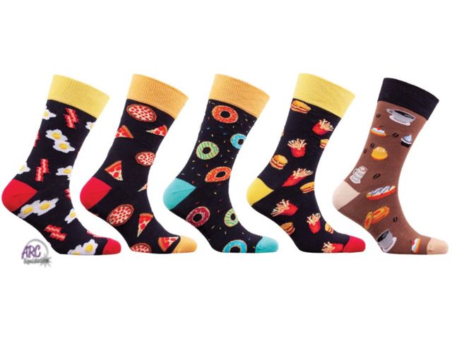 Lot 56-143064 - New socks n’ socks Men’s Crew (5 Pack) Foodie Sock Set