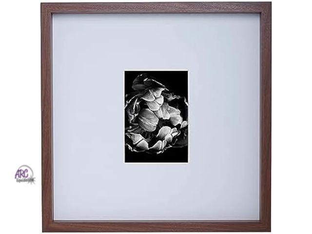 Lot 56-591922 - NEW-Mikasa Wood Gallery Wall Frame, 15x15 Matted to 5x7, 16x1.57x16 Inch, Walnut