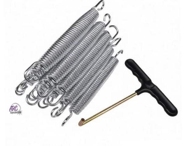 Lot 56-505465 - NEW-7 in. Stainless Steel Trampoline Replacement Springs with T Hook (16-Pack)