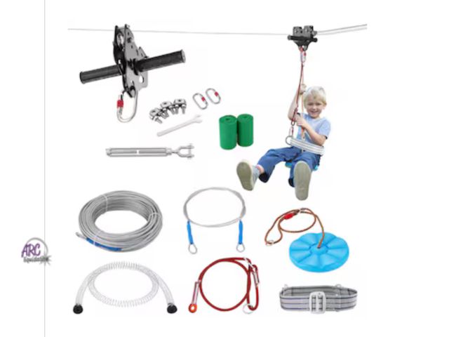 Lot 56-348943 - New in box, VEVOR Zipline Kit for Kids and Adult 100 ft Zip Line Kits Up to 500 lb Backyard Outdoor ...