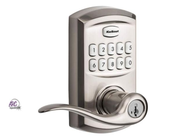 Lot 56-245823 - NEW OPEN BOX Kwikset SmartCode 917 Satin Nickel Keypad Electronic Single-Cylinder Tustin Door Handle...