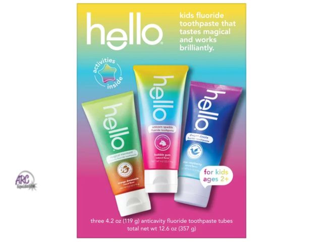 Lot 56-203614 - NEW hello Kids Toothpaste Fluoride, 4.2 oz Variety, 3-pack