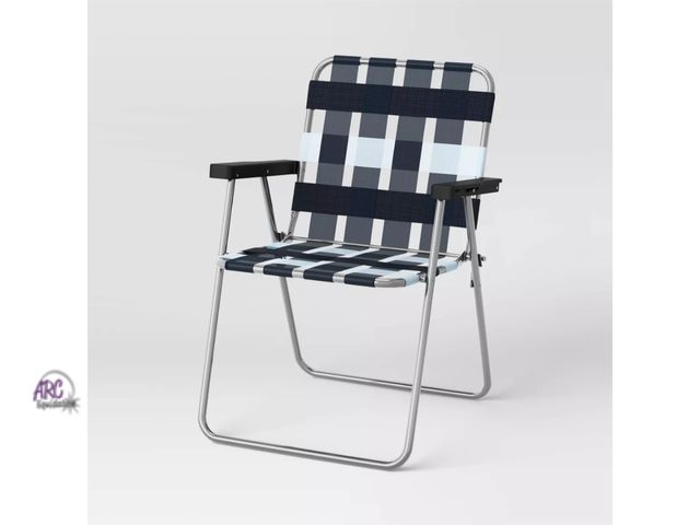 Lot 56-484513 - NEW-Room essentials folding webstrap chair-black, grey, white-31.1 Inches (H) x 22.5 Inches (W) x 21...