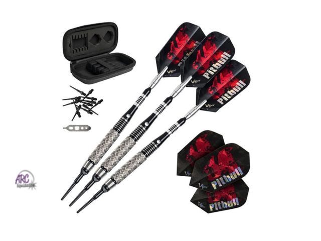 Lot 56-156751 - New Viper Pitbull 90 Percent 18 Gram Tungsten Soft Tip Diamond Cut Barrel Darts