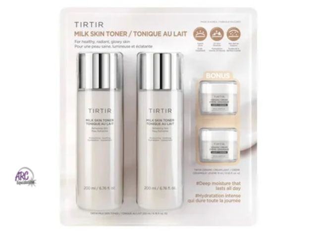 Lot 56-203014 - NEW OPEN PACKAGE Set Of 2 TIRTIR Milk Rice Skin Toner 200ml ( 6.8 oz )  + 2 Ceramic Cream 15 ml