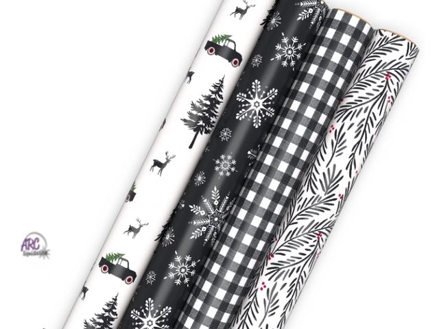 Lot 56-568630 - NEW-LOT OF 4-Recyclable heavyweight gift wrap-total 120sq ft