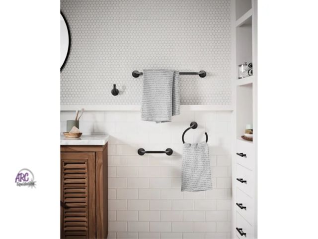 Lot 56-200414 - NEW Moen Karis 4-piece Bath Hardware Kit Matte Black
