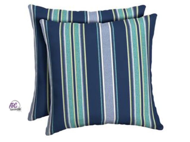 Lot 56-261750 - Arden 16 x 16 Sapphire Aurora Blue Stripe Square Outdoor Throw Pillow (2-Pack)