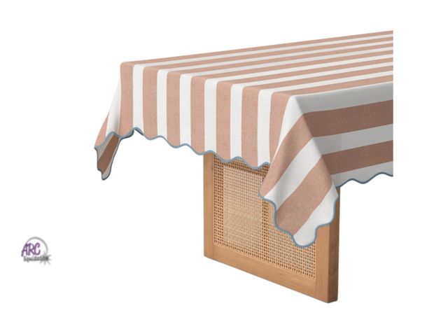Lot 56-639533 - Threshold Coastal Striped Tablecloth Peach Coastal Rectangular 60x84 in