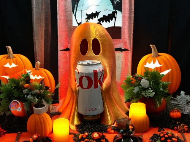 Lot 56-697718 - NEW 10” 3d Print Halloween Ghost (can hold beverage or led candle) Dt Coke not included Tealight can...