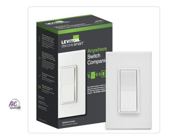 Lot 56-140648 - New in Box Leviton Decora Smart Anywhere Switch Companion, Add Wire-Free 3-Way On/Off Control to Dec...