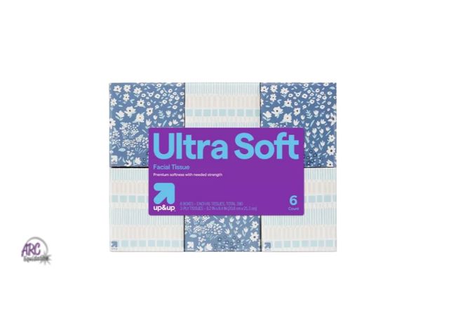 Lot 56-388513 - New,6 Boxes, 65 tissues in each,Ultra Soft Facial Tissue 3 Ply - up&amp;up