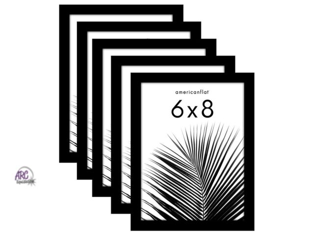 Lot 56-265825 - NEW Americanflat 5 Pack of 6" x 8" Frames - Plexiglass Cover - Black