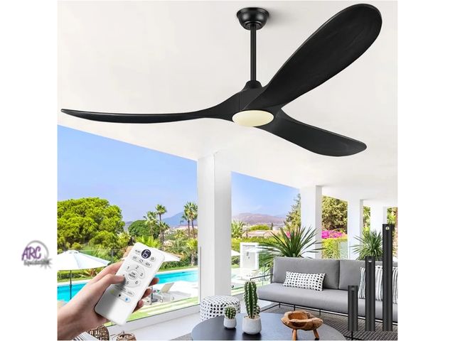 Lot 56-751750 - Used. Tested and works. 60 inch ceiling fan with Lights and Remote Control, 60 Inch Solid Wood Prope...