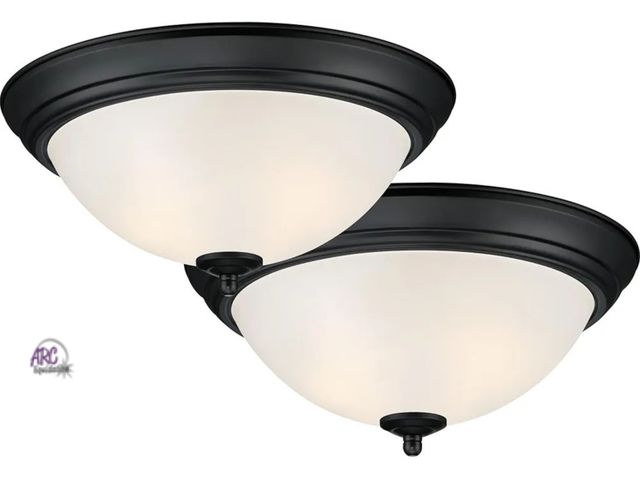 Lot 56-595298 - NEW-DESIGNERS FOUNTAIN Flush Mount Ceiling Light, 2-Pack, 11 Inch LED Frosted Glass Lighting Fixture...