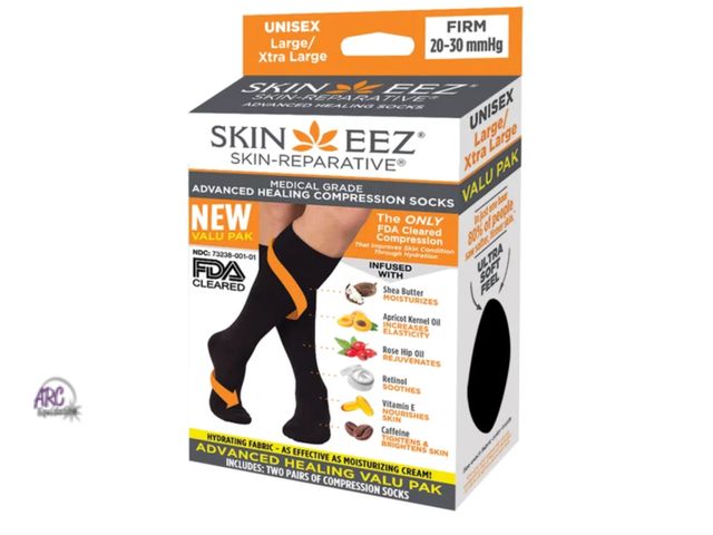 Lot 56-202514 - NEW OPEN BOX Skineez Medical Grade Advanced Healing Compression Socks, 2 Pack, Firm SMALL/MEDIUM