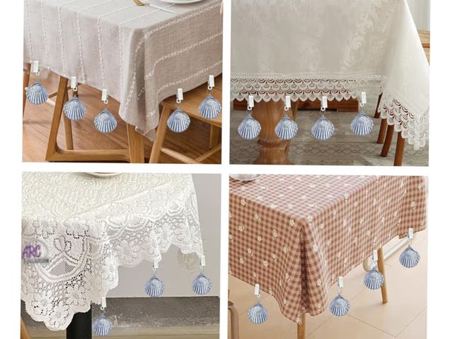 Lot 56-346432 - New, Table Cloth Weights Sliver Seashells 4Set Kitchen Decor Party Dining Cocktail