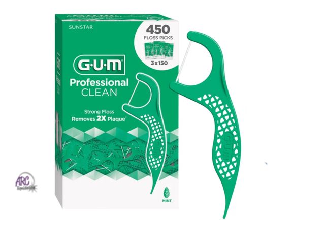 Lot 56-319550 - New, GUM Professional Clean Floss Picks, 150-count, 3-pack