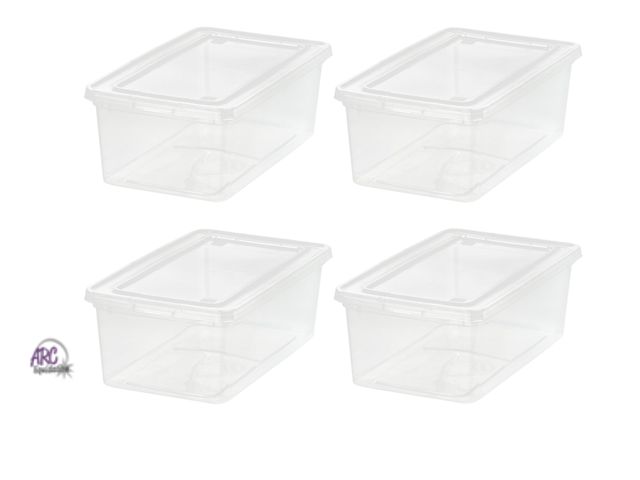 Lot 56-221118 - NEW IRIS USA 5.9 Quarts Plastic Storage Container Bin with Latching Lids 4 Pack