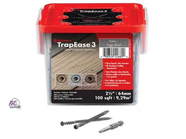 Lot 56-800623 - New - FastenMaster TrapEase 3 - 2-1/2 in. Color Match Deck Fastener - Pebble/Gray (350 Pack)