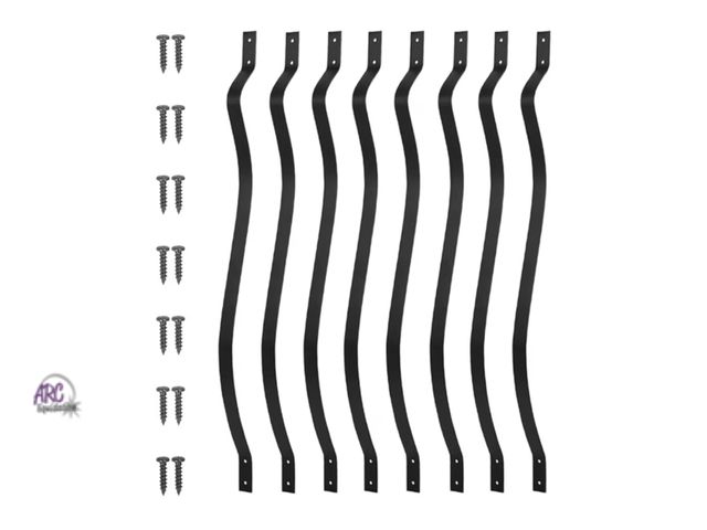 Lot 56-456340 - New in box Heavy Duty Iron Wave Arc Balusters, 29 1/2 Inch, Black, Pack of 61 with Screws for Outdoo...