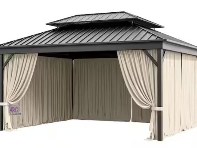Lot 56-219160 - New - Kimunuk 12 ft. x 14 ft. Universal Outdoor Privacy Curtains, Gazebo Replacement with Zipper Cre...