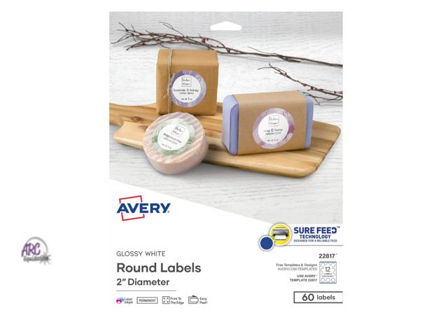 Lot 56-122025 - New Avery Printable Round Labels , 2", Glossy White, 60 Labels