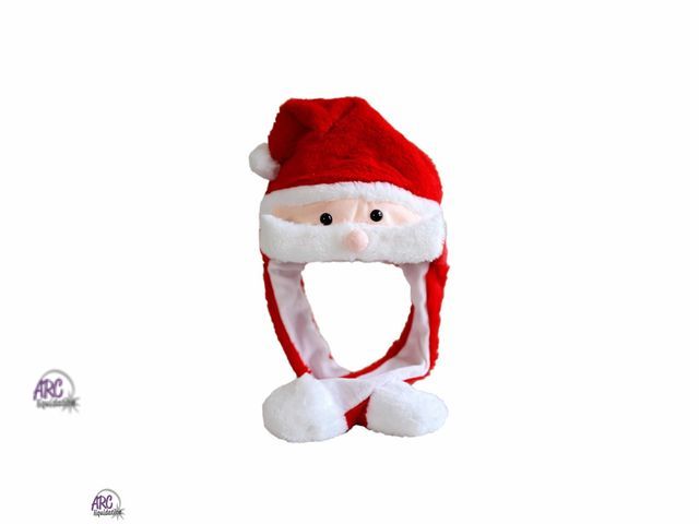 Lot 56-705571 - New Light Up Santa hat with moving mustache. Squeeze the side piece to move either side of mustache....