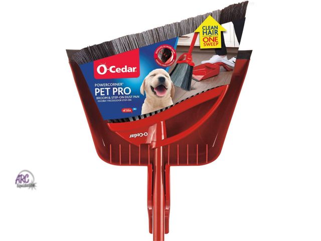 Lot 56-283212 - New O-Cedar PowerCorner Pet Pro Broom with Step-On Dustpan