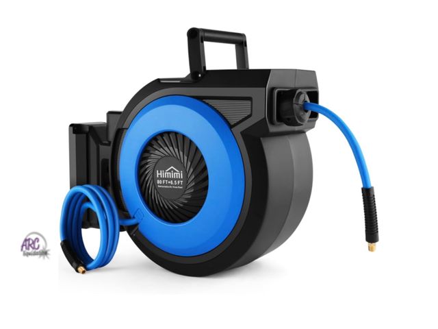 Lot 56-659240 - New - 80FT + 6.5FT Retractable Air Hose Reel, Wall Mount Pneumatic Hose Reel for Garage Workshop, Au...