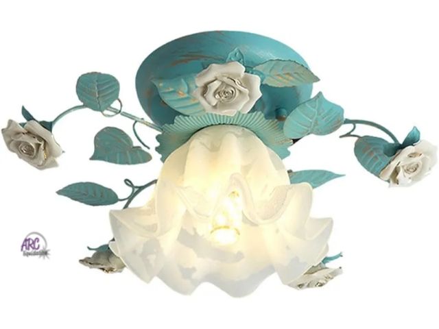 Lot 56-526740 - NEW-Floral Ceiling Light Fixture, Vintage Chandelier with Flower Design Elegant Semi Flush Mount Lig...