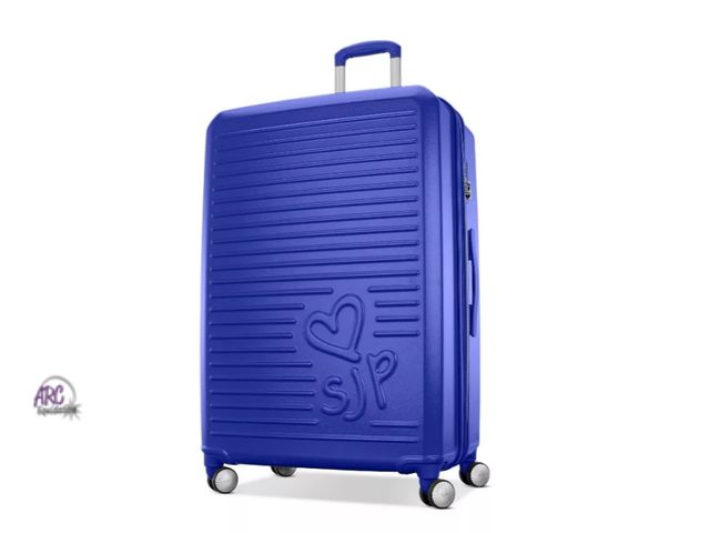 Lot 56-513725 - NEW-Sarah Jessica Parker Signature Hardside Expandable Large Checked Spinner Suitcase - BLUE-30.31 I...